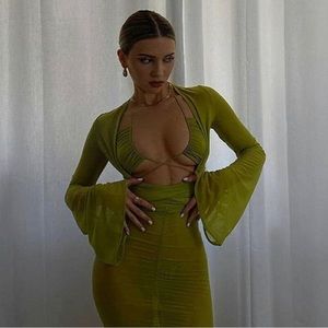 Oh Polly green sheer dress